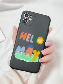 1pc Letter Graphic Anti-Fall Phone Case - Multicolor - View 3