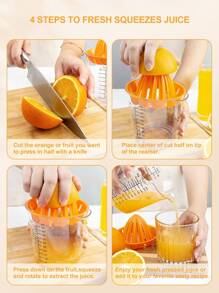 SHEIN Basic living 1PC Orange Lemon Juicer and Reamer Manual Squeeze With 2 Cup 500Ml Measuring Cup