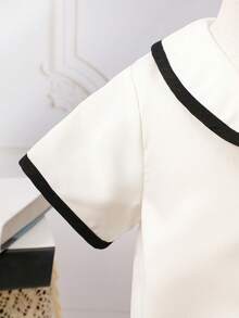 Baby Boy Contrast Binding Shirt & Shorts - Black and White - View 5