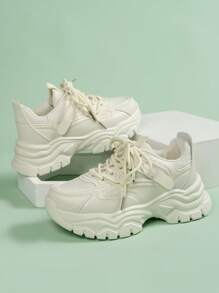 Women's Platform Sneakers - Beige - View 3