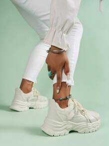Women's Platform Sneakers - Beige - View 4