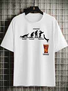 Manfinity Homme Hombres Camiseta con estampado de letra y figura - Blanco - Ver 1