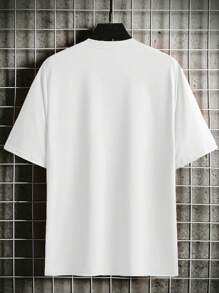 Manfinity Homme Hombres Camiseta con estampado de letra y figura - Blanco - Ver 2