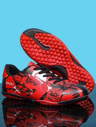 Chicos Zapatos de fútbol con estampado de letra con cordón deportivo para exterior