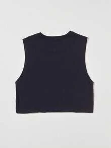 SHE(IN) BRASIL Top tank crop con estampado de letra - Negro - Ver 2