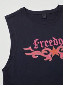 SHE(IN) BRASIL Top tank crop con estampado de letra - Negro - Ver 4