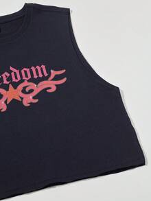 SHE(IN) BRASIL Top tank crop con estampado de letra - Negro - Ver 5