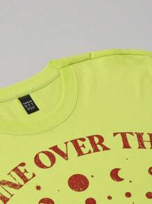 SHE(IN) BRASIL 標語圖案T恤 - 青檸色 - 查看 5