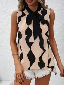 SHEIN Clasi Áo sơ mi nữ Thắt nơ trước Khối Màu Giải trí - Nhiều màu - Xem 3