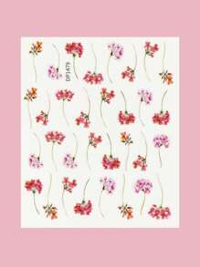 一次性美甲贴纸，1 张 PET 花卉图案指甲贴花，适用于家庭 DIY 指甲贴纸 - 彩色 - 查看 4