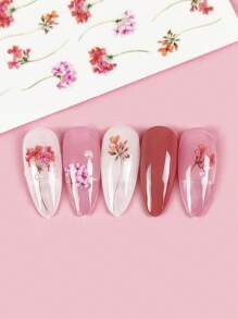 一次性美甲贴纸，1 张 PET 花卉图案指甲贴花，适用于家庭 DIY 指甲贴纸 - 彩色 - 查看 8