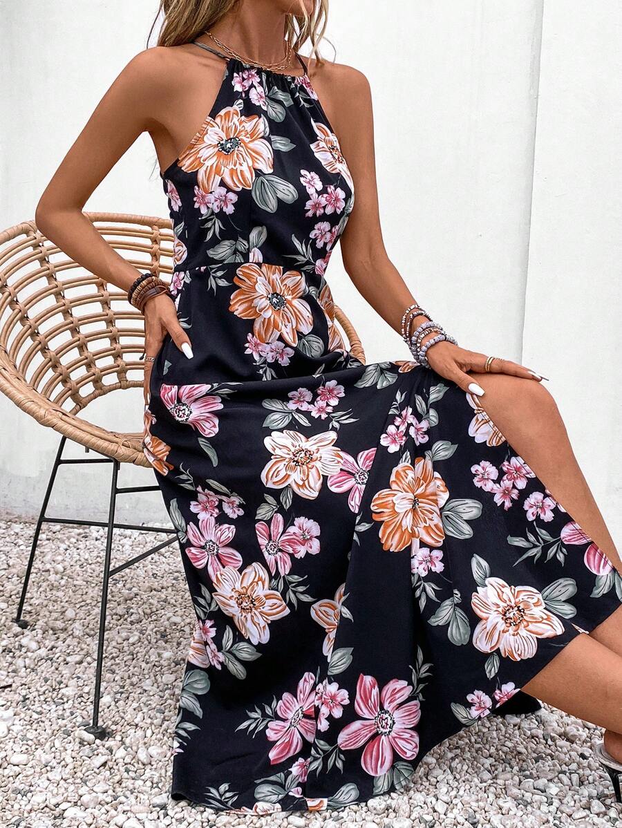 Bikini Zaful A Fascia Con Nodo Frontale - Stampa Floreale, Taglio Alto, Reggiseno Imbottito