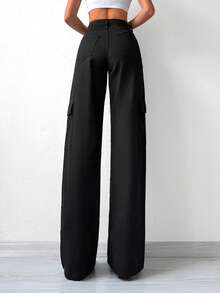 Cottnline Flap Pocket Side Cargo Jeans - Black - View 2