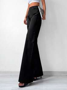 Cottnline Flap Pocket Side Cargo Jeans - Black - View 3