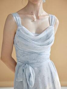 Simple Retro 垂領腰帶吊帶洋裝