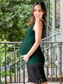 Maternity Solid Nursing Tank Top - Dark Green - View 4