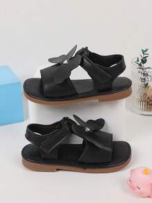 Girls Butterfly Decor Anti-slip Flat Sandals For Summer - Black - View 3