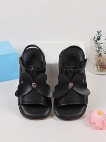 Girls Butterfly Decor Anti-slip Flat Sandals For Summer - Black - View 4