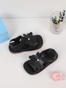 Girls Butterfly Decor Anti-slip Flat Sandals For Summer - Black - View 5