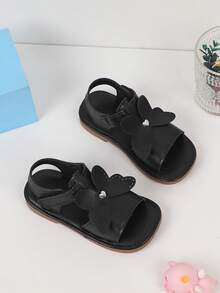 Girls Butterfly Decor Anti-slip Flat Sandals For Summer - Black - View 6