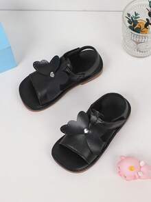 Girls Butterfly Decor Anti-slip Flat Sandals For Summer - Black - View 7