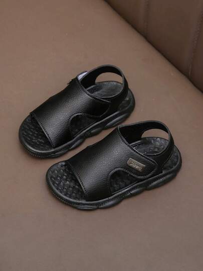 男孩金屬裝飾魔術貼平底涼鞋