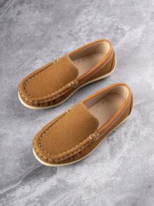 1 Pair Comfortable Non-Slip Fashionable Casual Lightweight Flat Shoes For Children, Simple And Versatile For Daily Wear, All Seasons - Brown - View 2