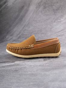 1 Pair Comfortable Non-Slip Fashionable Casual Lightweight Flat Shoes For Children, Simple And Versatile For Daily Wear, All Seasons - Brown - View 5