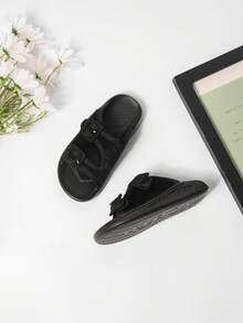 Niños Zapatillas con diseño de hebilla felpa panel - Negro - Ver 3