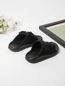 Niños Zapatillas con diseño de hebilla felpa panel - Negro - Ver 5