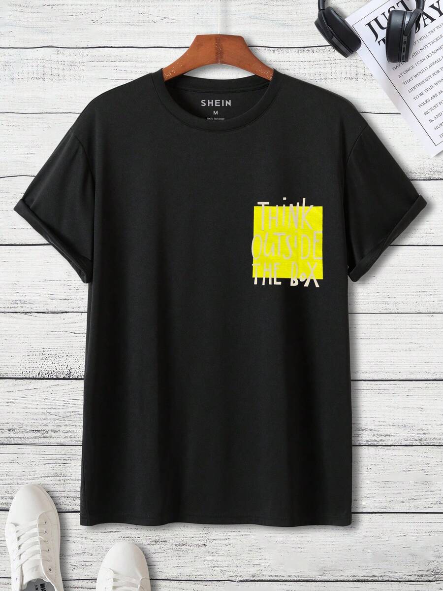 RueChic Men Slogan Graphic Tee - Black - View 1