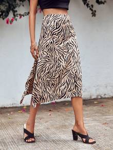 EURMUSE Zebra Striped Print A-line Skirt - Multicolor - View 6