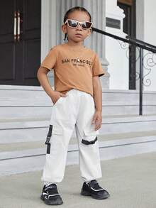 SHEIN Explorewe 小男童翻蓋口袋帶扣細節工裝褲