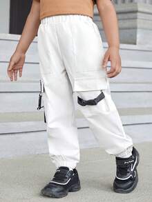 SHEIN Explorewe 小男童翻蓋口袋帶扣細節工裝褲