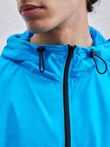 Manfinity VCAY 1pc Solid Drawstring Hooded Jacket - Mint Blue - View 6