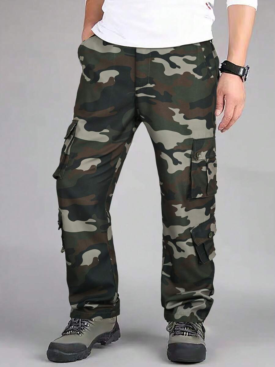 Manfinity LEGND Quần Nam Túi Ngụy trang Đường phố - xanh quân đội - Xem 1