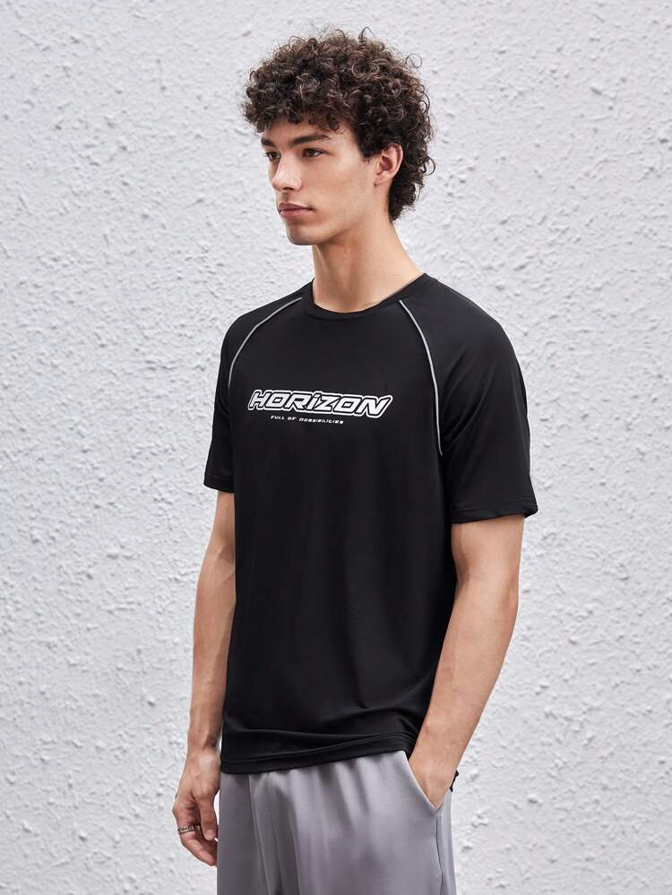Men T-Shirts Fit Crew Neck Short Sleeve Slogan Tee Street Racing Summer Polyester