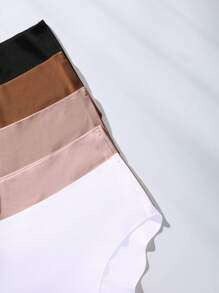 SHEIN 5 件/套女士纯色无缝内裤，带褶边下摆 - 彩色 - 查看 4