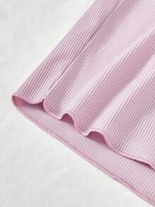 兩件套蕾絲邊吊帶背心和短褲休閒套裝 - 彩色 - 查看 3