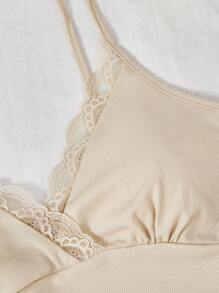 兩件套蕾絲邊吊帶背心和短褲休閒套裝 - 彩色 - 查看 5