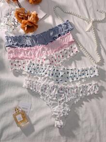 PetitDoll Plus 5pack Ditsy Floral Print Lettuce Trim Panty