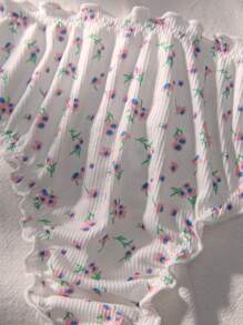 PetitDoll Plus 5pack Ditsy Floral Print Lettuce Trim Panty