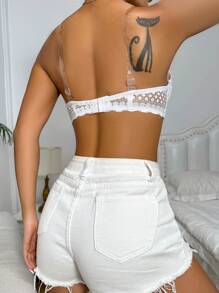 Sostén Con Borde Festoneado Con Aro Y 1 Par De Tirantes Para Lencería - Blanco - Ver 2