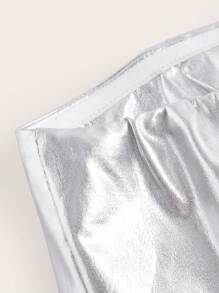 GENKIRA Đầm Dây kéo màu trơn Buổi tiệc - Bạc - Xem 3