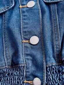 SHEIN MOD Áo Jacket Denim Plus Size Túi Viên lá sen Dải chun Nút phía trước màu trơn Giải trí - Rửa trung bình - Xem 4