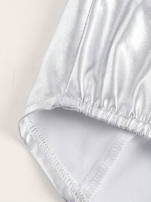 SHEIN ICON Bộ đồ hai mảnh nữ Bất đối xứng Dây kéo Nút phía trước màu trơn Buổi tiệc - Bạc - Xem 4