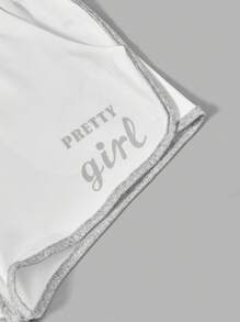 字母圖案撞色滾邊前打結休閒服套裝