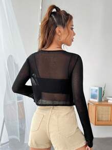 SHEIN EZwear Cardigan corto con nodo frontale senza top bretelle sottile