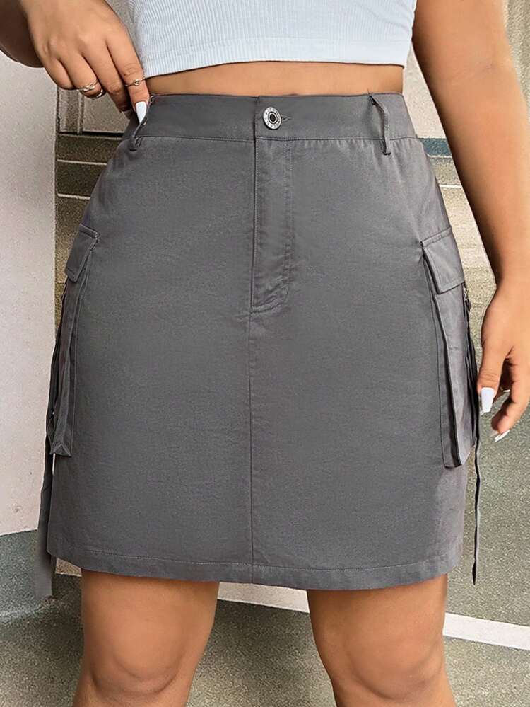 Plus Flap Pocket Side Cargo Skirt