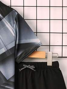 SHEIN 男孩圖案印花T恤和短褲 - 彩色 - 查看 6